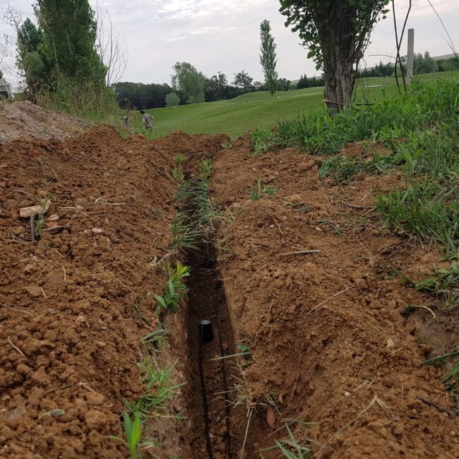 buried sensor cable installation