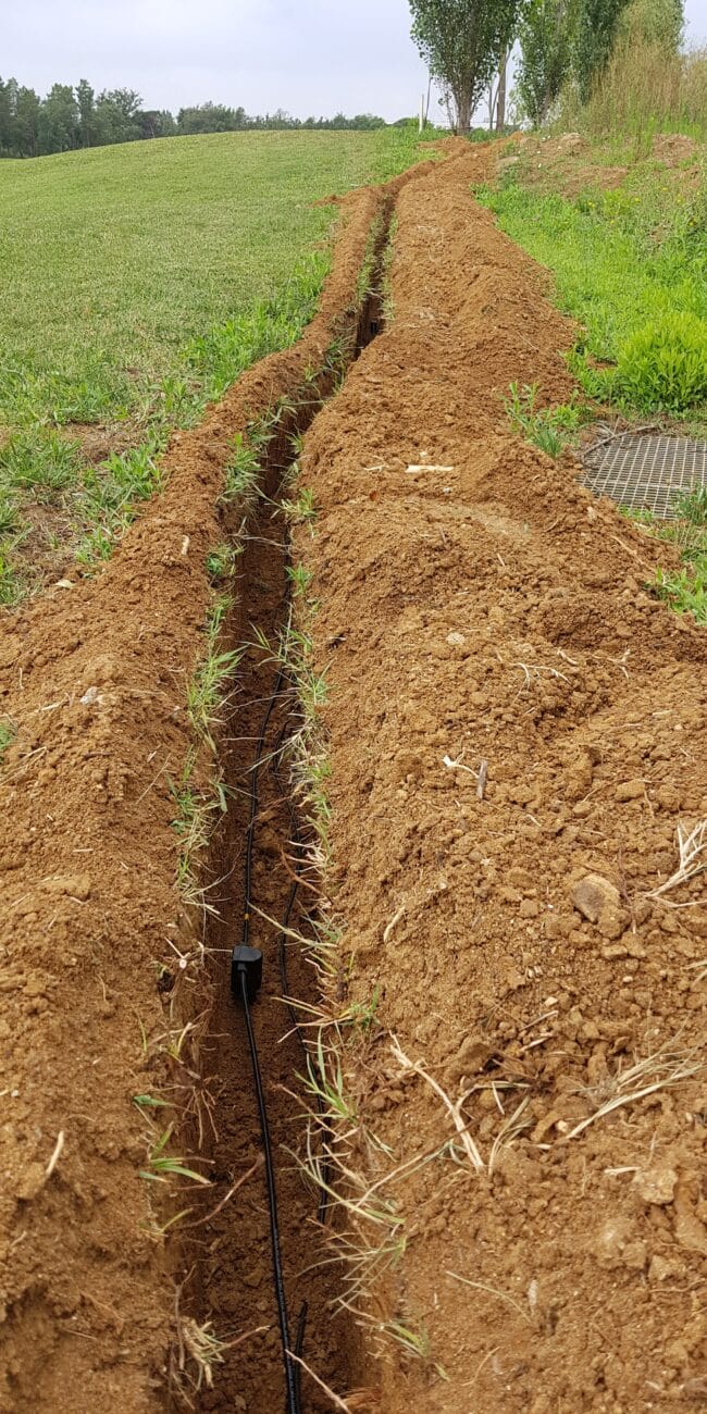 buried sensor cable installation